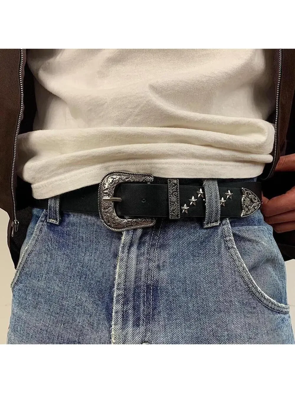 Vintage Western Cowboy Black Belt 38.5 Inch